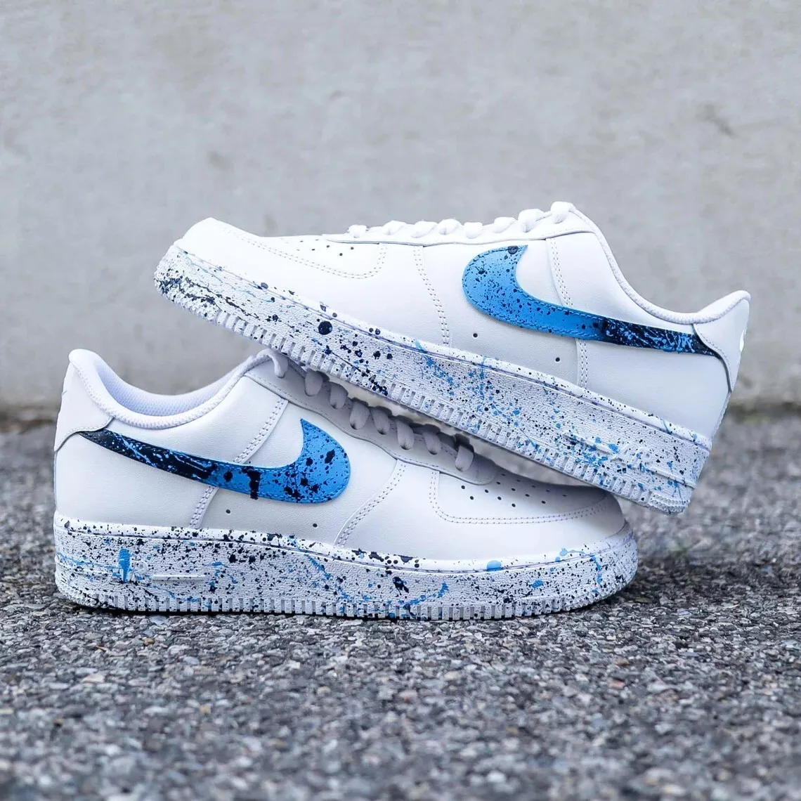 Nike AirForce 1 Custom Light & Dark Blue Splatter